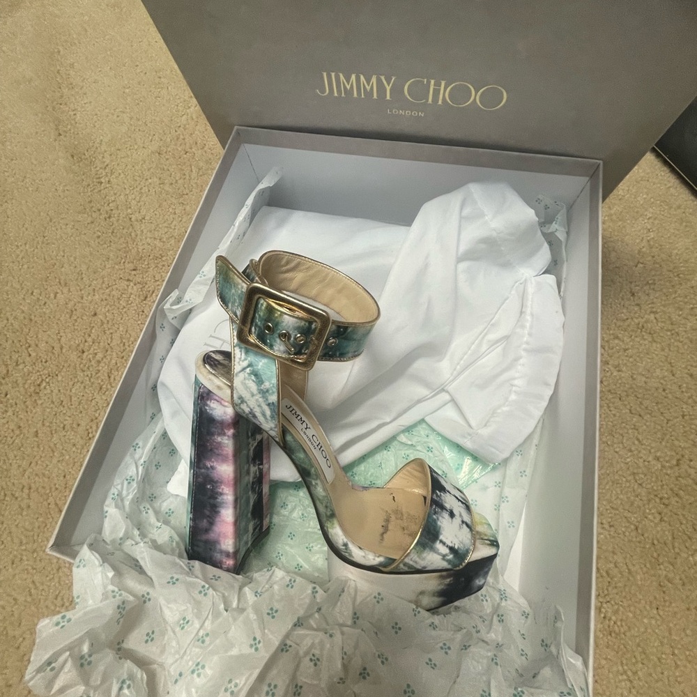 Jimmy Choo Blue and Purple Strappy Heels